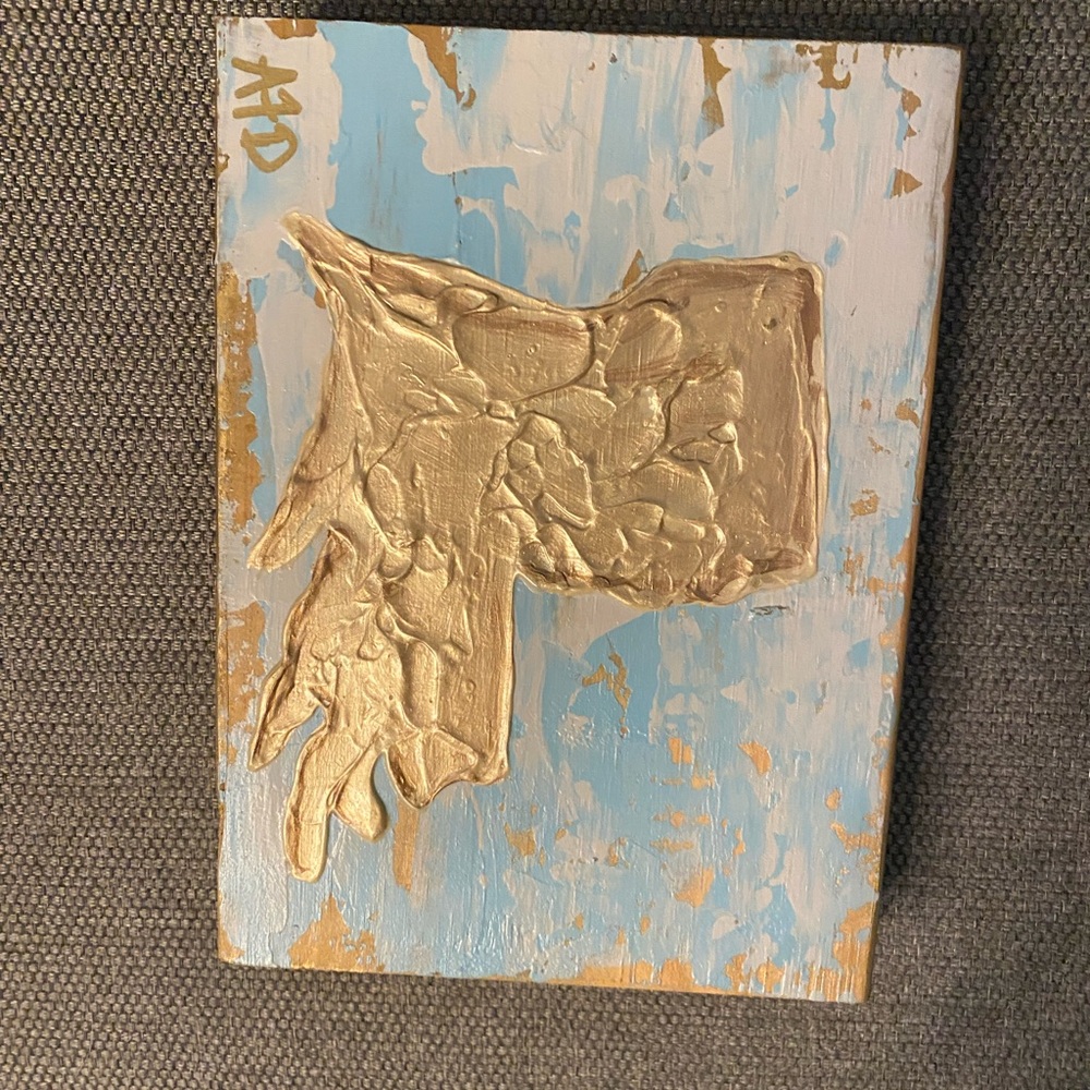 Abstract Gold and Blue Textured Louisiana Wall Art